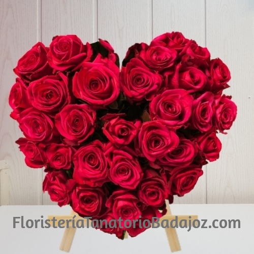 Corazón Funerario rosas rojas especial